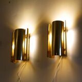 Pair of Scandinavian brass wall lights by Falkenberg