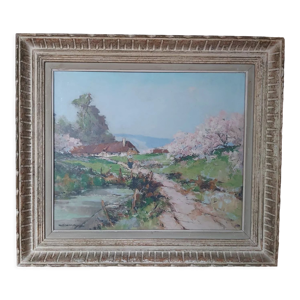 Tableau pommiers en fleurs,