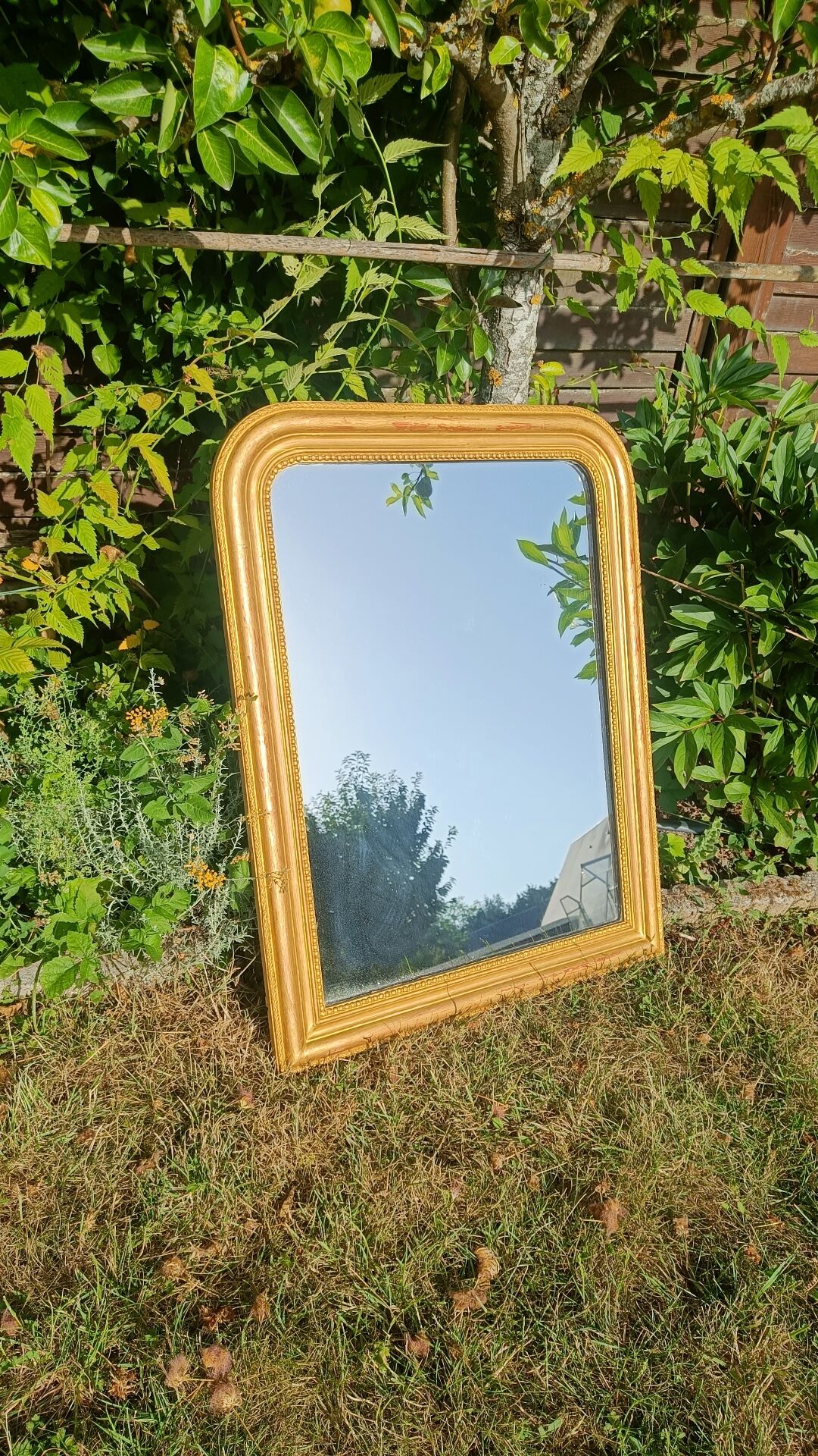 Antique gilded patinated Louis-Philippe mirror