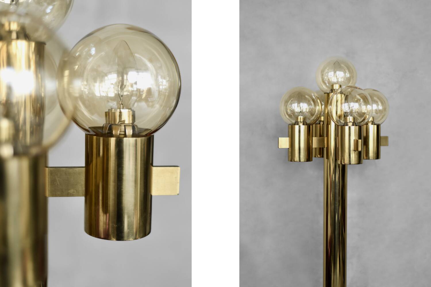 Lampadaire sculptural doré à 5 lumières par Hans-Agne Jakobsson pour Hans-Agne Jakobsson AB, années 1960