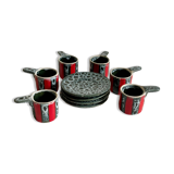 6 vintage luc vallauris art ceramic cups and saucers