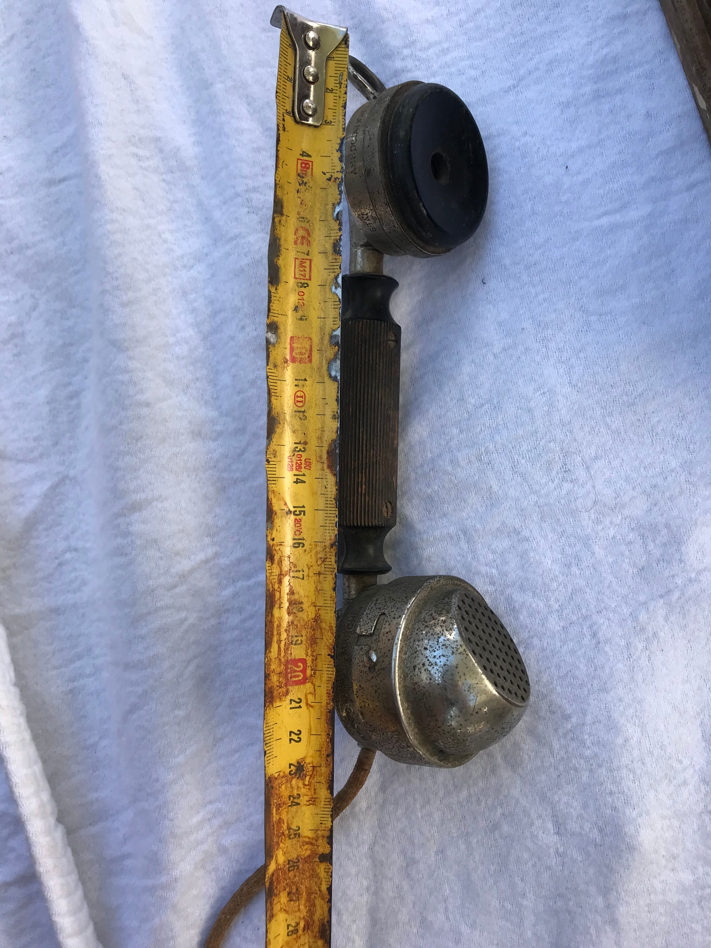 Wooden wall telephone, old, 1930