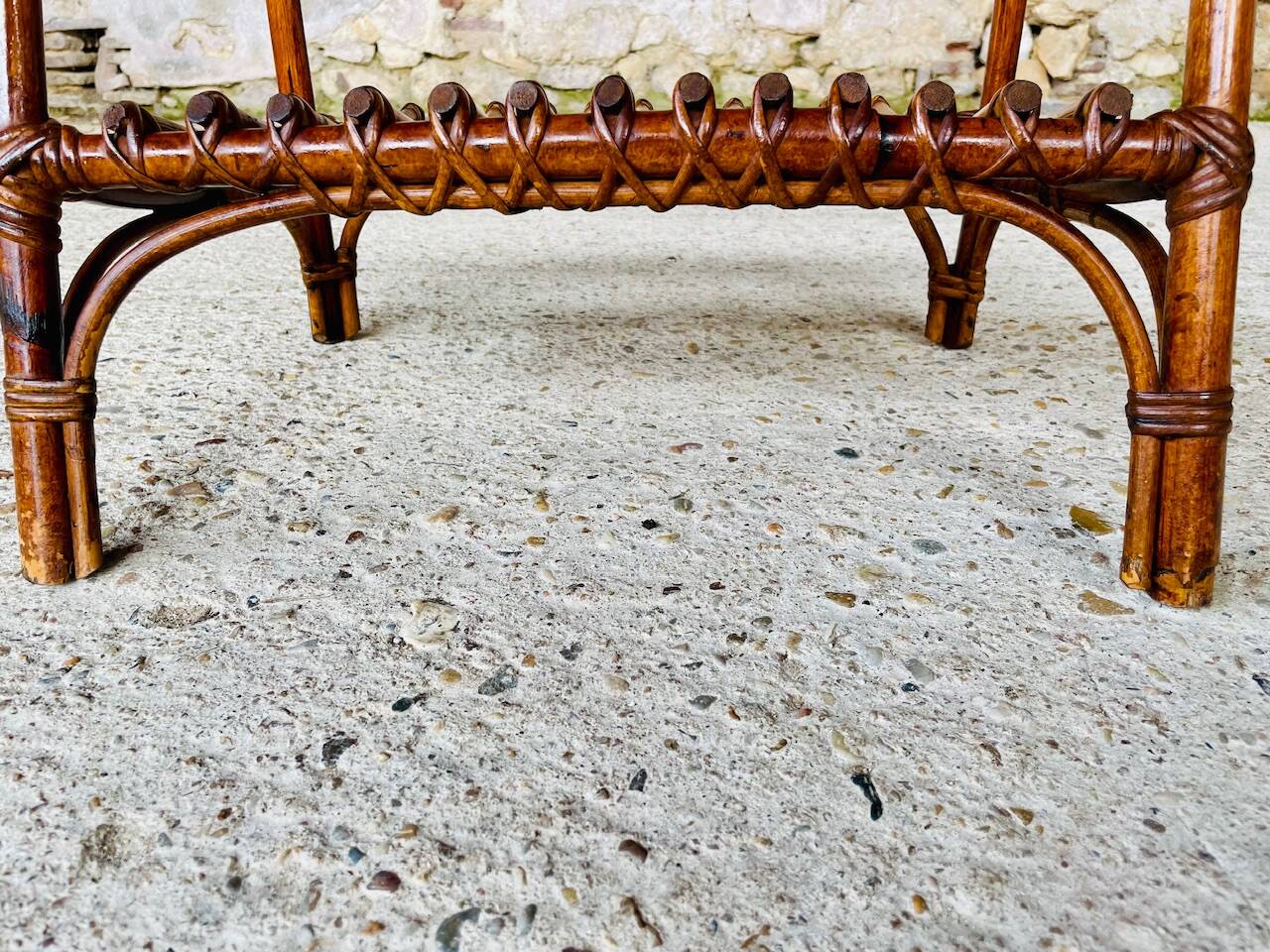 Bamboo and rattan side table, Italy, circa 1960s