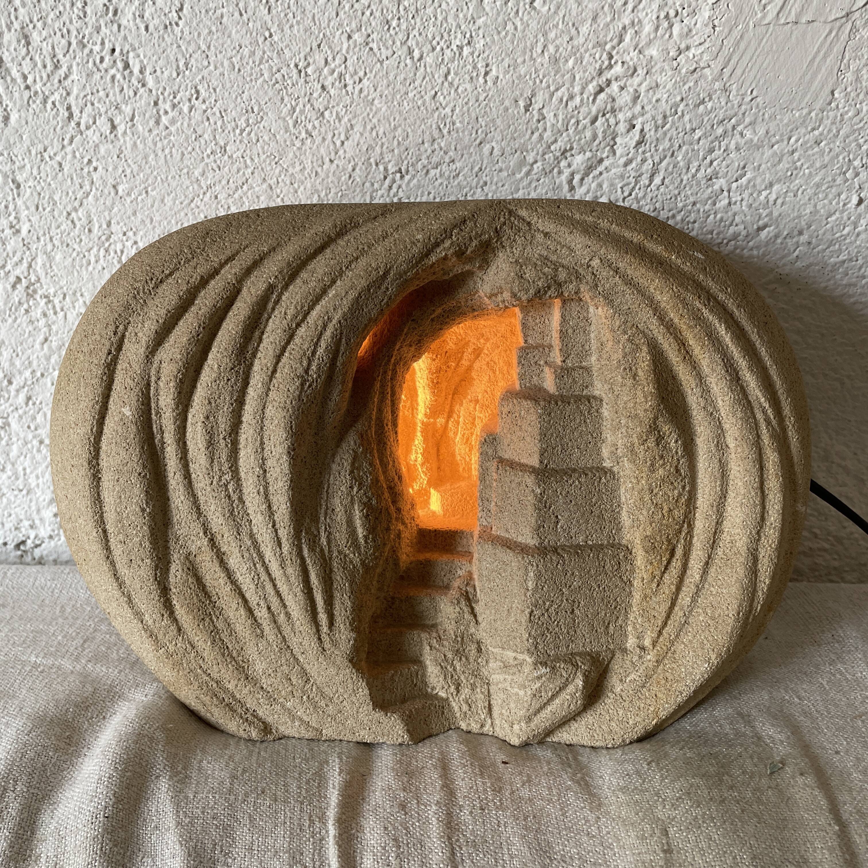 Arsene Galisson lamp in stone vintage design 1970
