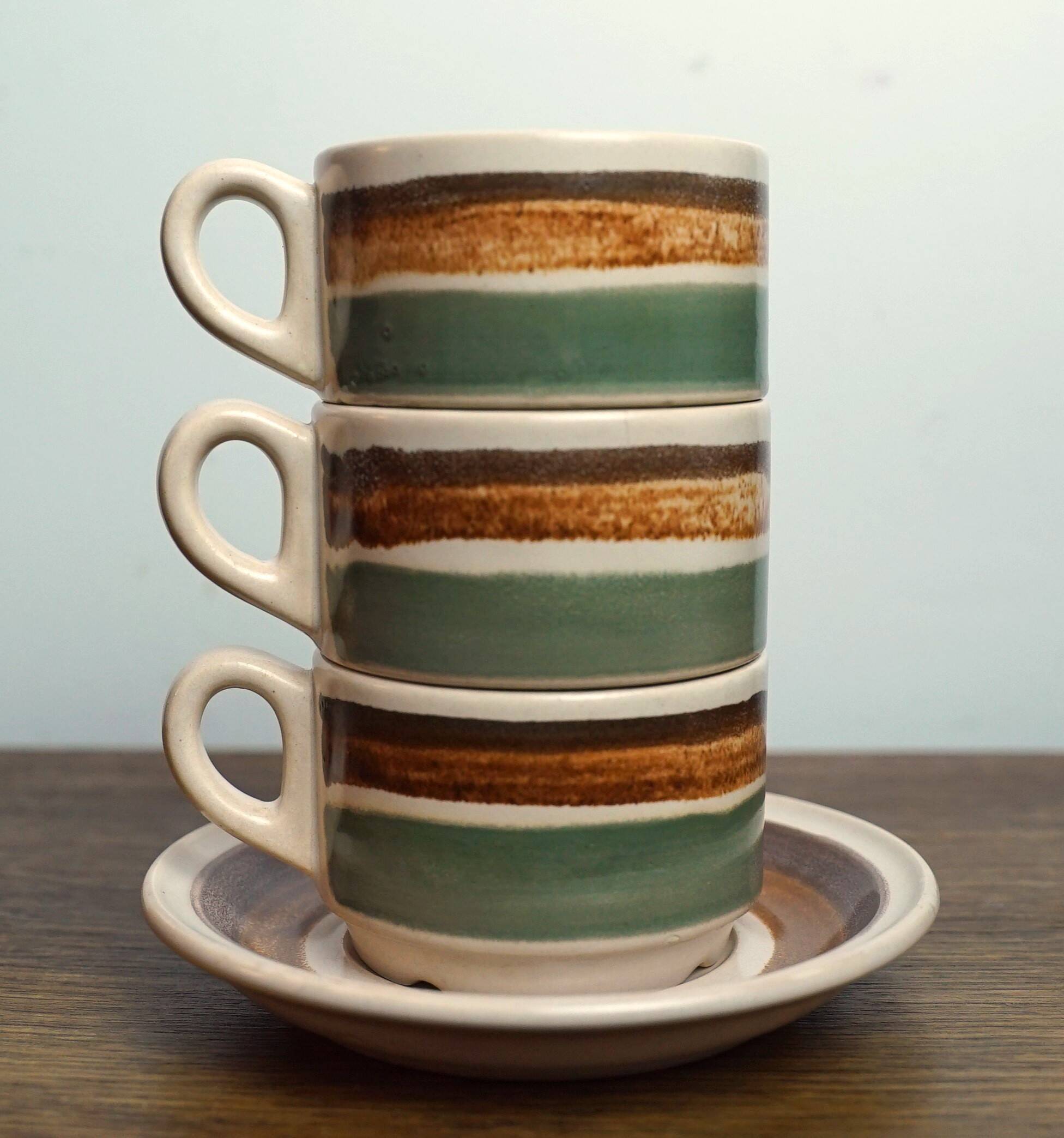 Set tasses à café Gien en grès avec soucoupes