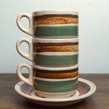 Set tasses à café Gien en grès avec soucoupes