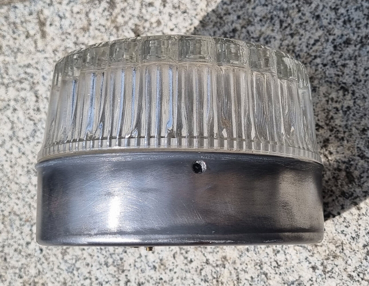 Pair of aluminum and glass wall lights, vintage 50s