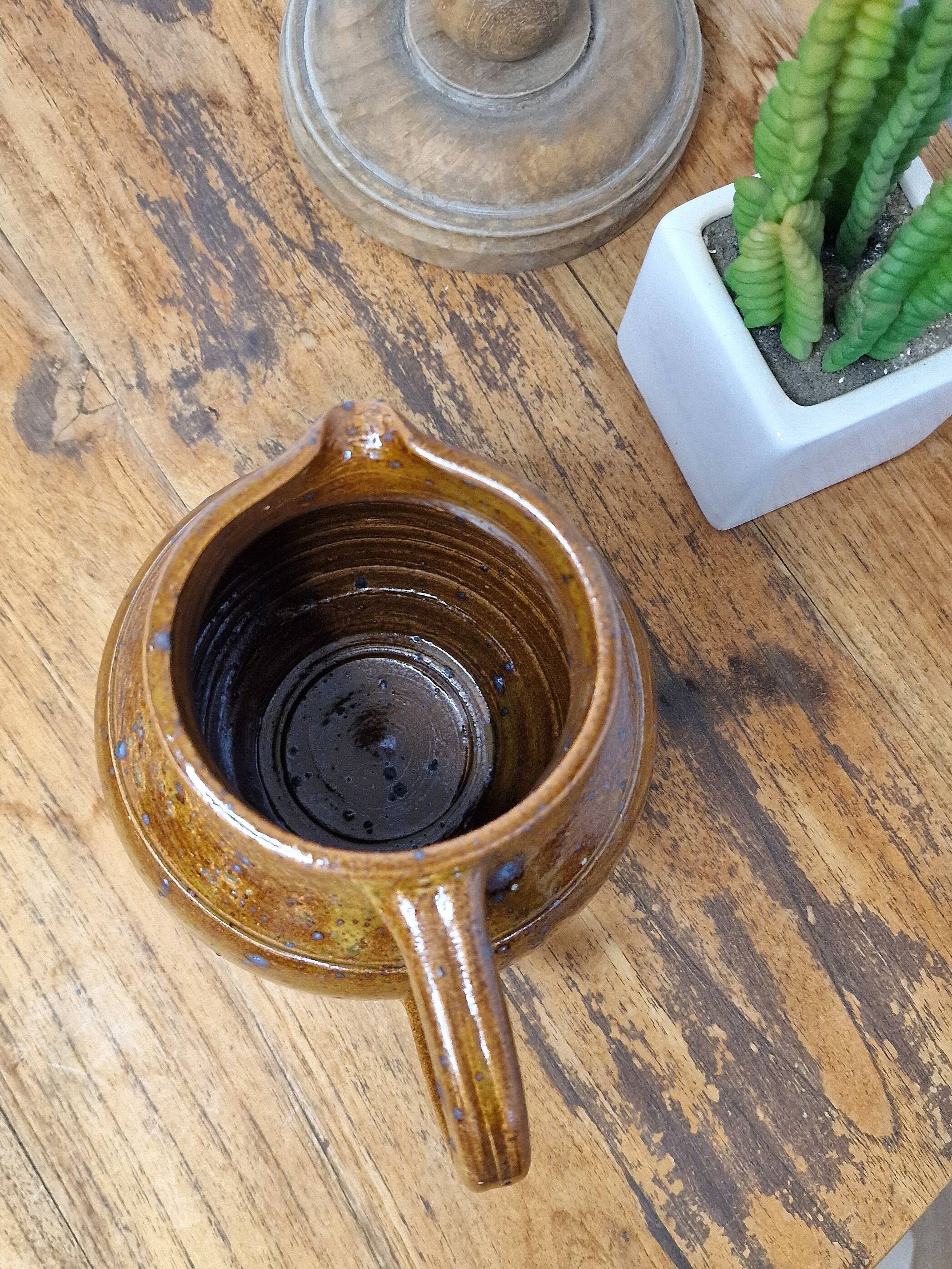 Vintage jug in pyrite stoneware signed JPG – handmade ceramics 70