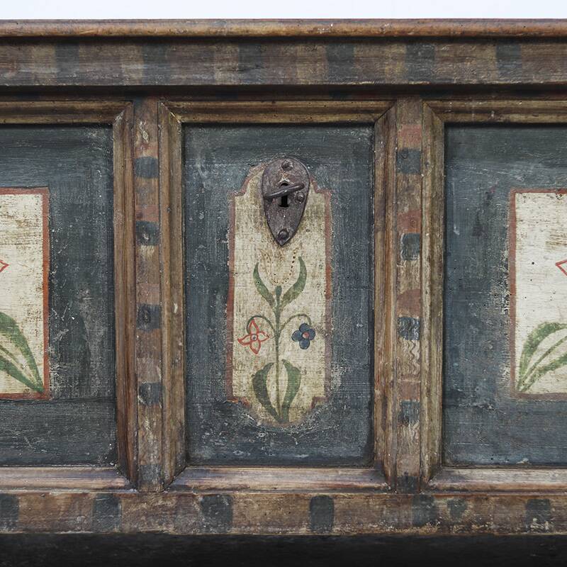 Folk art painted bridal chest