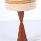 Floor lamp with wooden base and original shade 60s