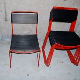 Set of 8 stackable chairs 'Scoubidou' vintage