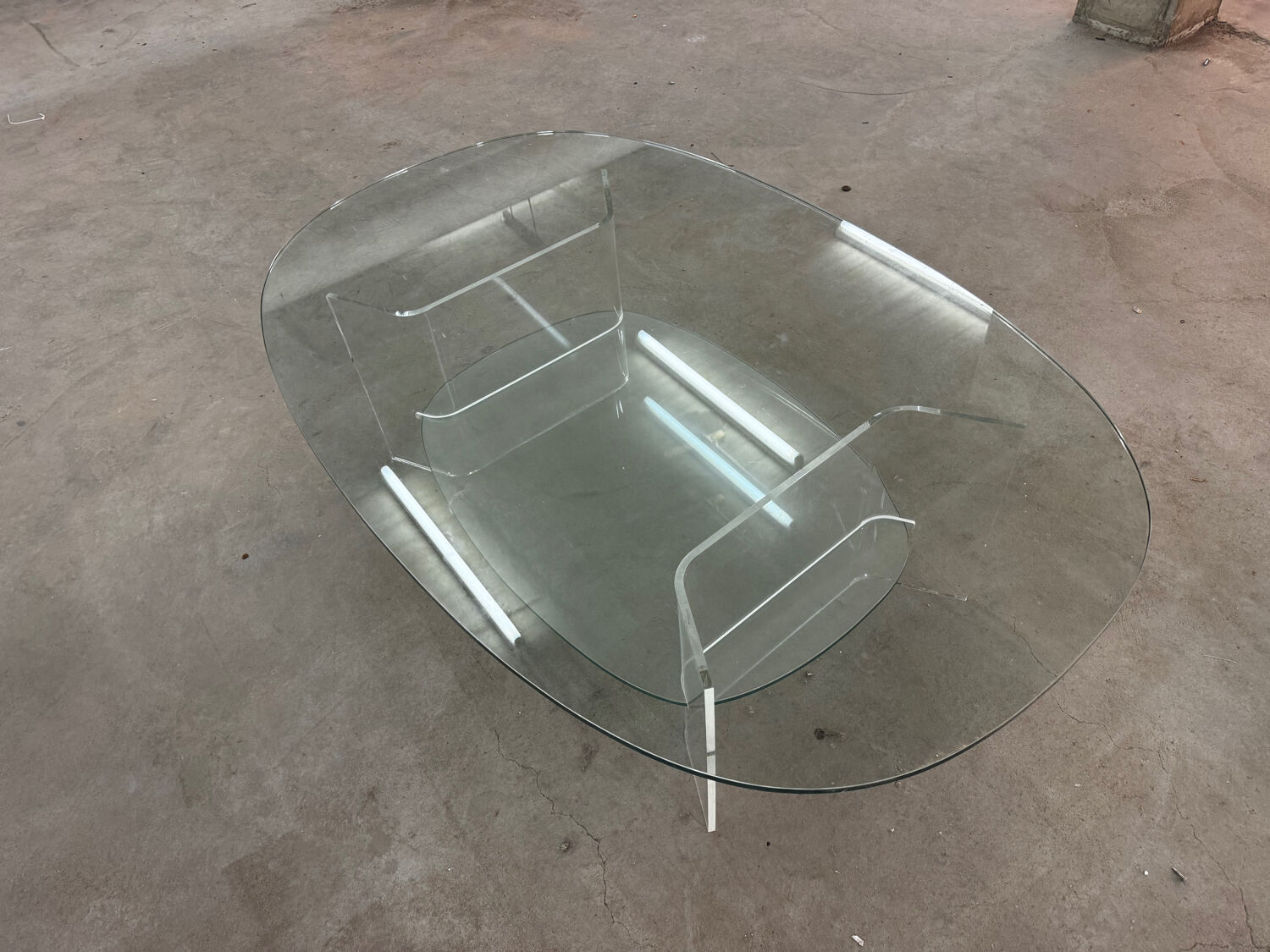 Space Age Italian modern Glass and Perspex Coffee Table, 1990s