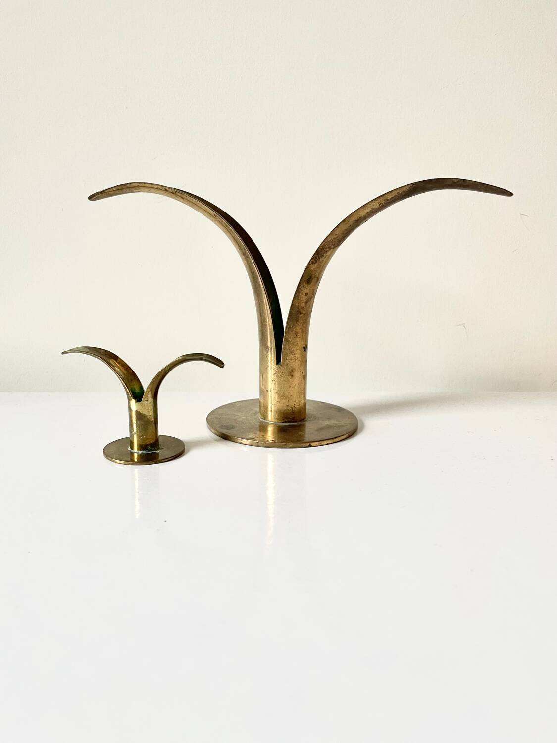 Lot of 2 Lily Design Ivar Alenius Björk Ystad metal candleholders