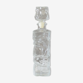 Carafe vintage en verre années 70's bouchon hermétique, forme rectangulaire