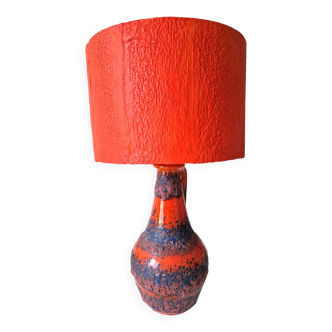 Vintage coral stoneware lamp west germany