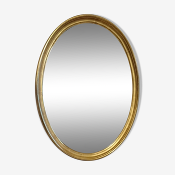 Miroir ovale en bois doré - 46x60cm