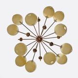 Mid-Century Italian Burnished Brass and Murano Glass Large Sputnik Chandeli