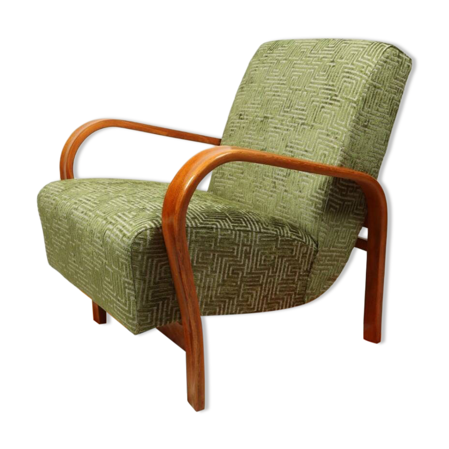 Fauteuil lounge art déco Kozelka & Kropacek avec revêtement jacquard
