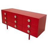 Buffet moderne laqué rouge du milieu du siècle, Italie, années 1970