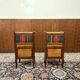 Set of Classic English Nightstand with Books and Marqueterie
