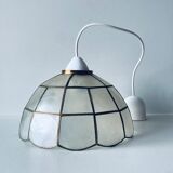 Vintage mother-of-pearl and brass pendant lamp