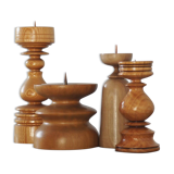 Scandinavian Wooden Candleholders, Set of 4