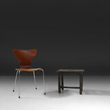 Tabouret rustique en bois noir, vers 1920