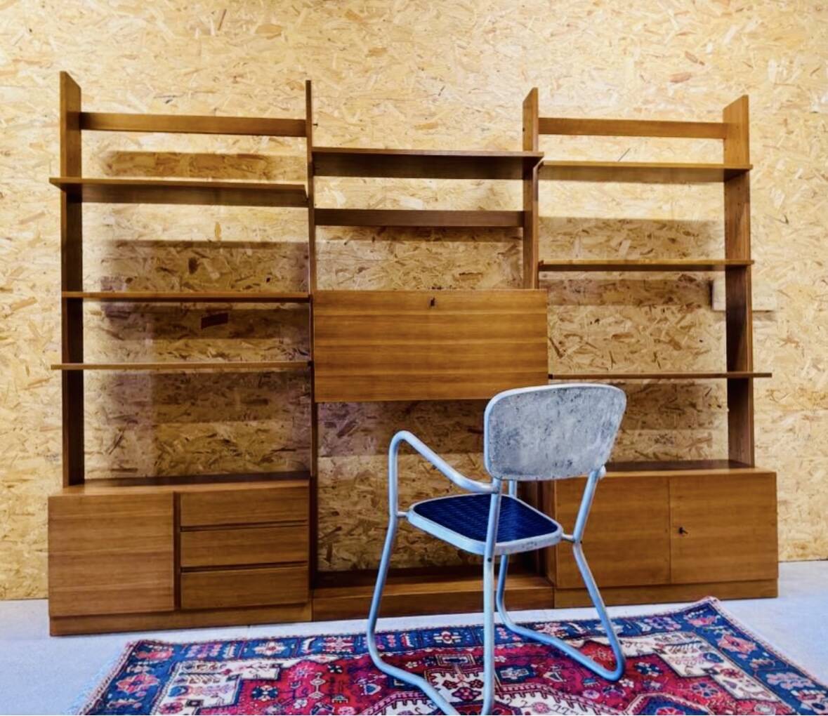 1960s Teak Composable Wall Shelf Library