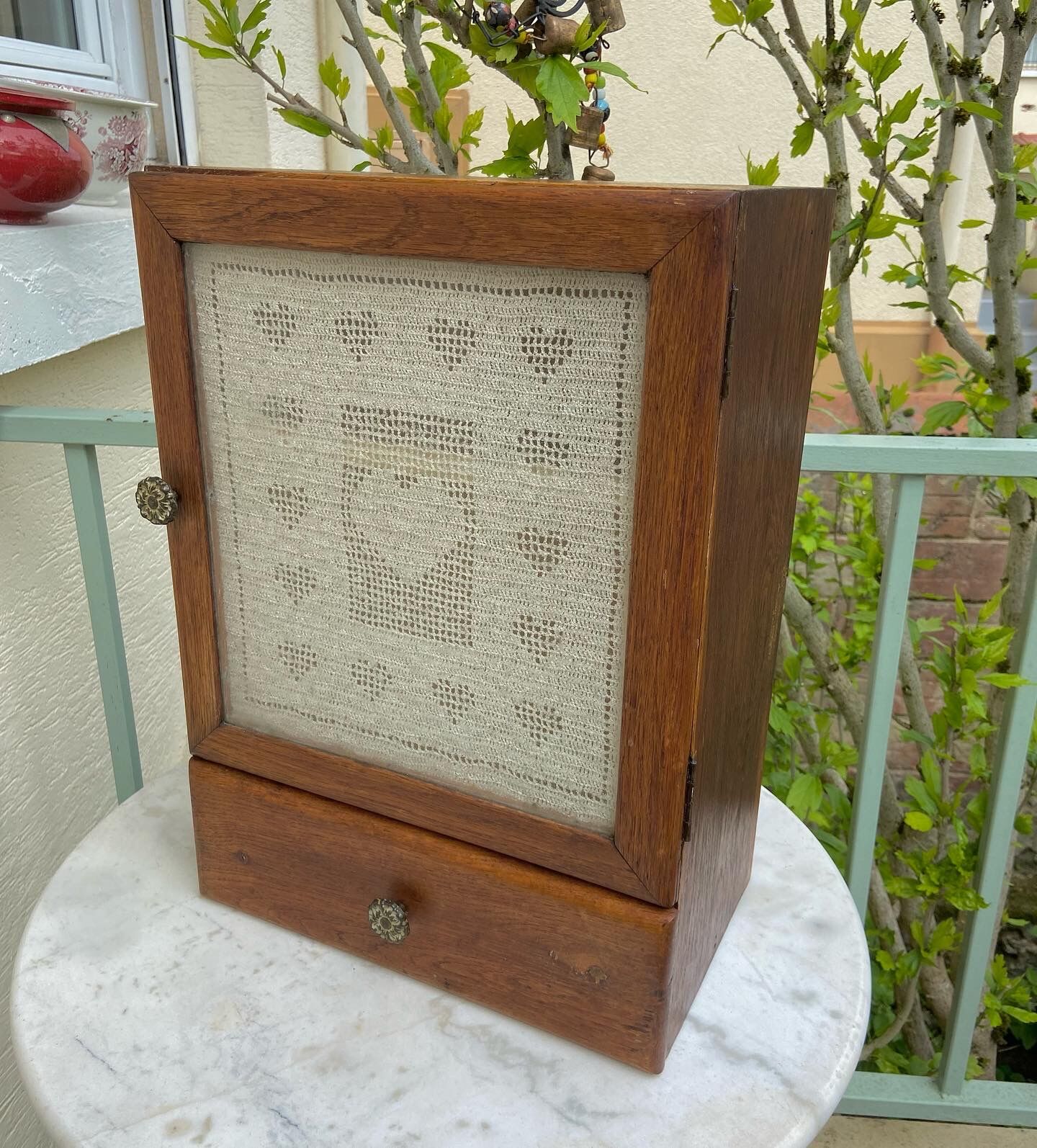 1950 vintage pharmacy or toilet cabinet in waxed wood