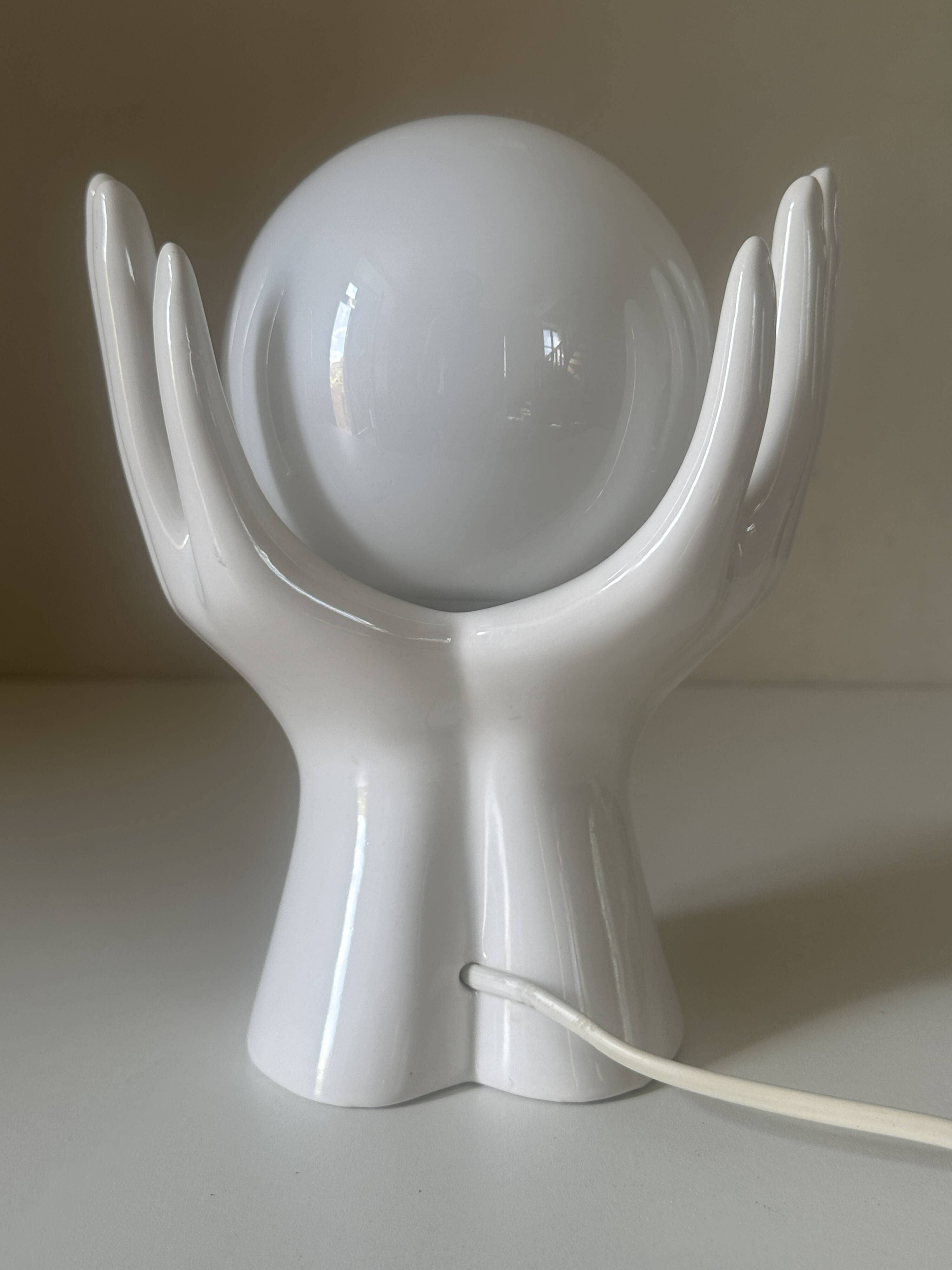 Vintage 80s ceramic hand lamp