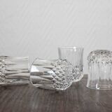 4 glasses with digestive crystal Arques vintage Longchamp model
