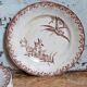 Sept assiettes à dessert terre de fer aux oiseaux f.f.Pexonne fin XIX ème