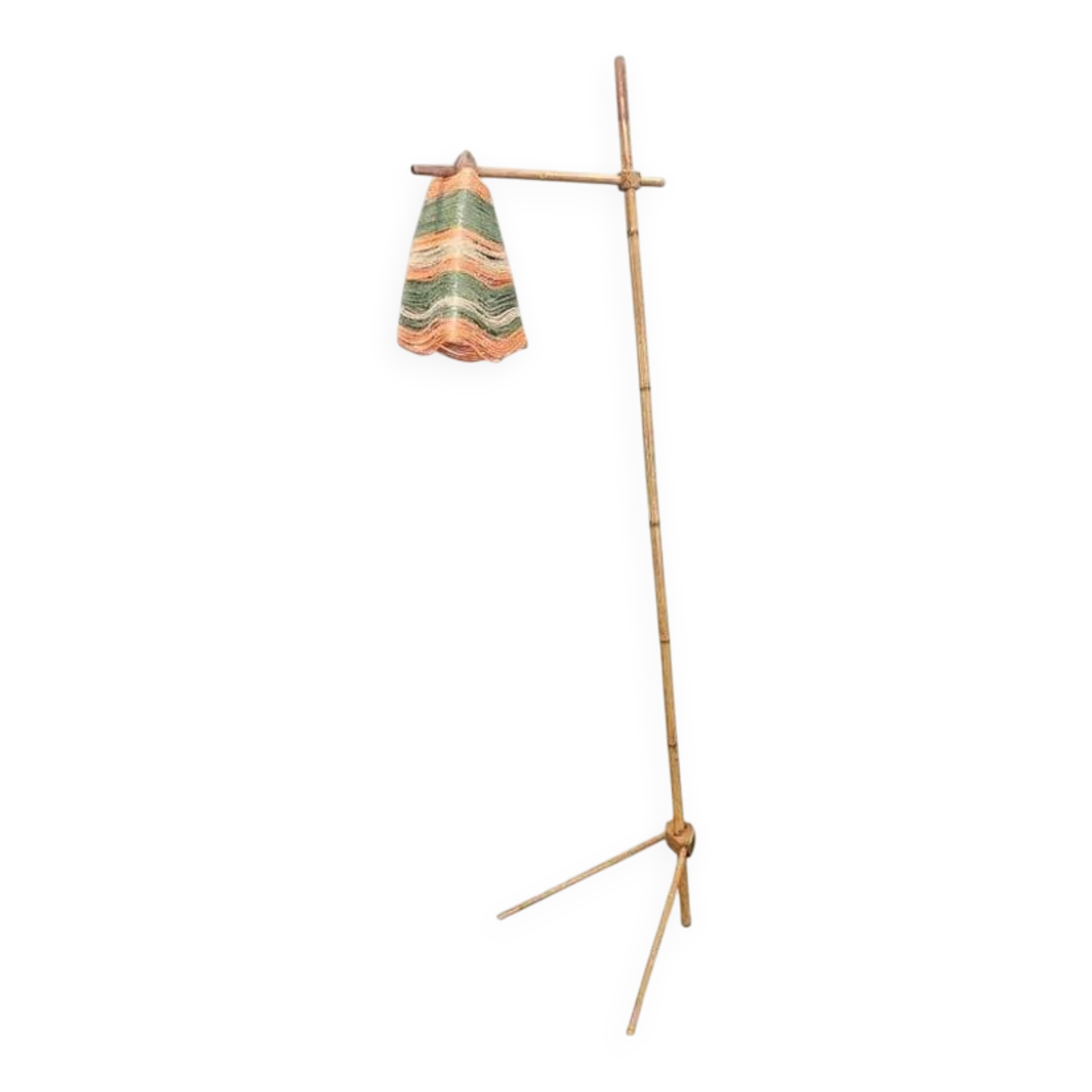 Rare Midcentury Floor Bambnoo and String Lamp, 1960s