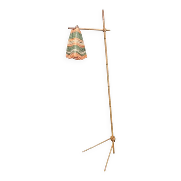 Rare lampe de sol en bambou et corde des années 1960