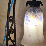 old wrought iron lamp 32x20 pretty tulip original elec ok