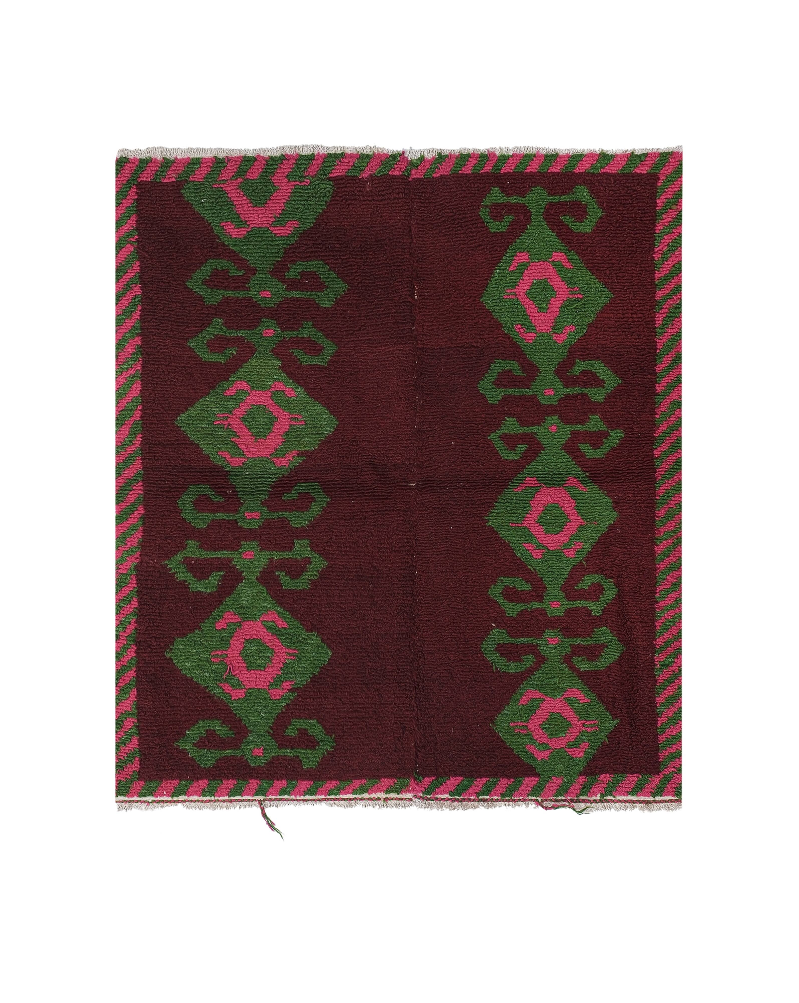 Vintage Turkish Oushak Rug Handwoven 128x141 cm
