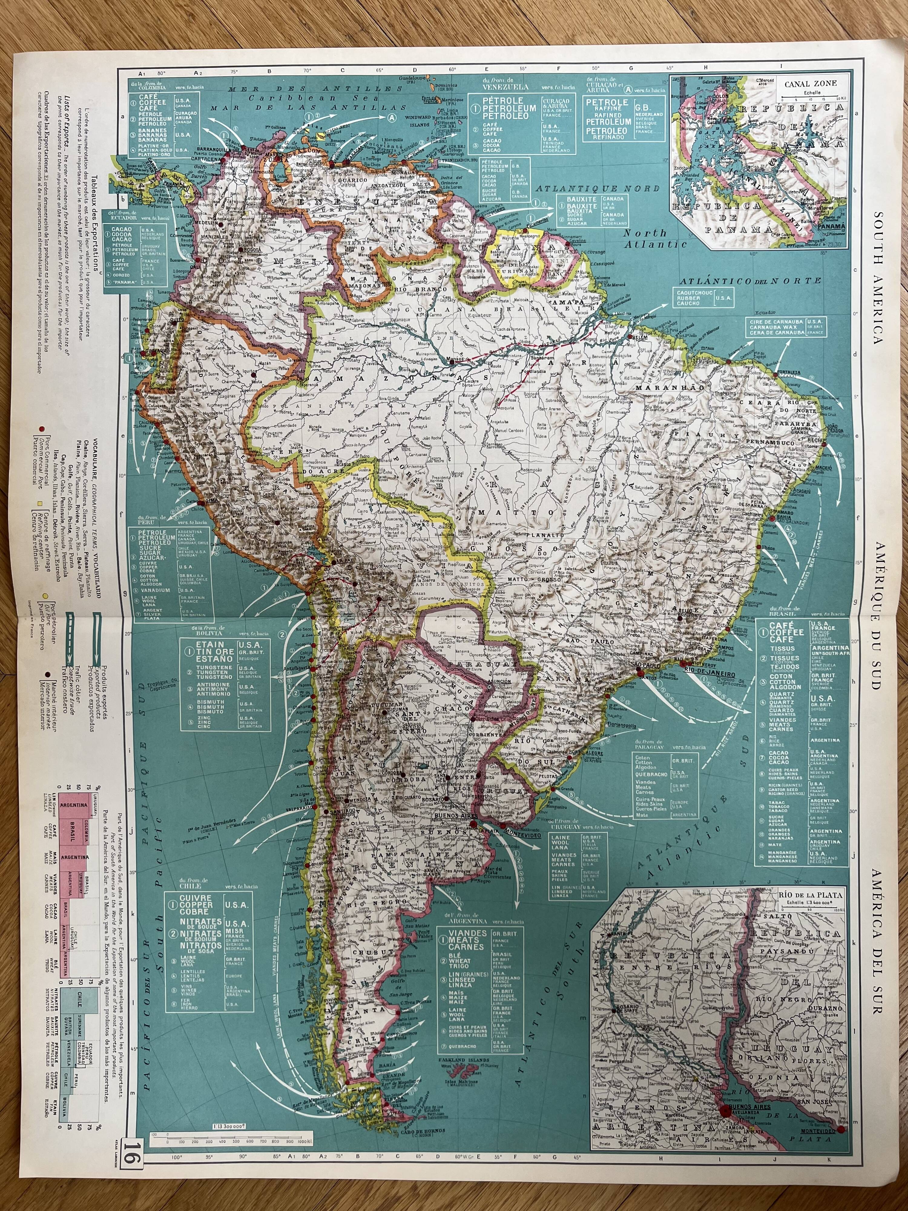Old map of South America — Trade routes | Brazil, Argentina