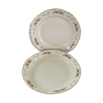Two assorted dishes blooming from the faiencerie of Orchies