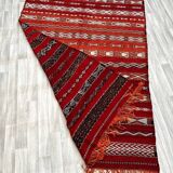 Antique Zemmouri rug, flat woven Berber rug, handmade Moroccan rug, home decor