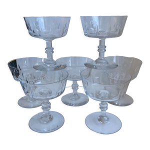 Lot de 7 coupes à champagne - cristal