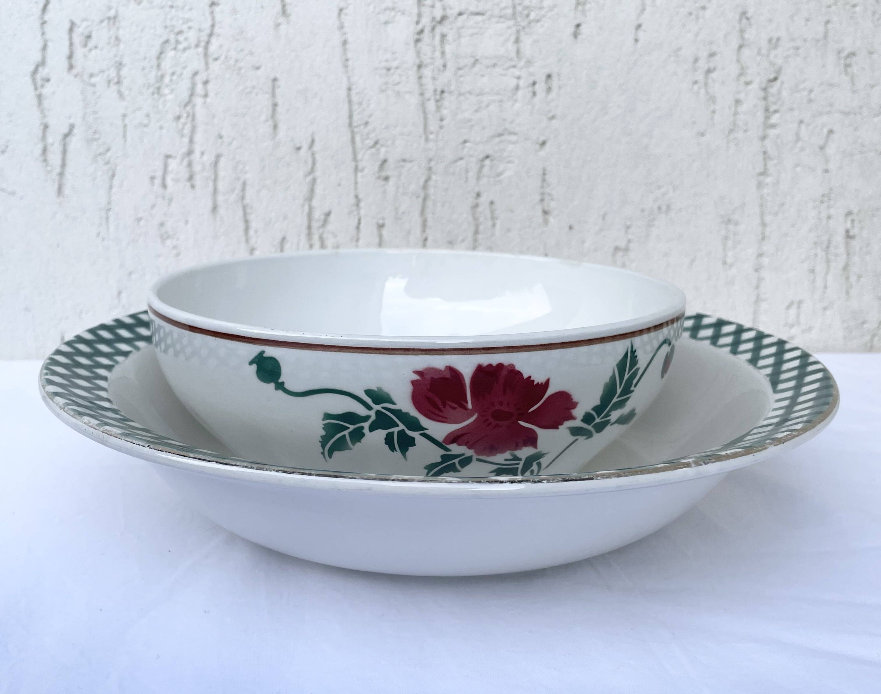 Vintage salad bowl HBCM Luxeuil model opaque porcelain