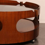 Round coffee table  Frame in plywood- top in smoked glass  Italy - 1960's