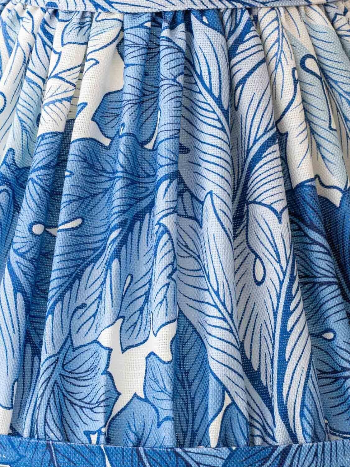 Neoclassical blue ceramic table lamp, pleated William Morris Acanthus shade.