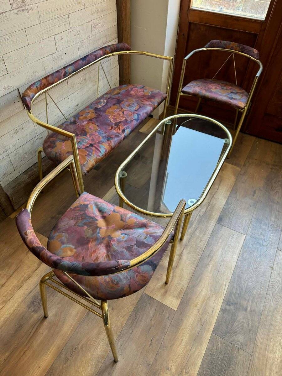Mid-Century Modern Lounge Set in Brass, 1960s, Set of 4