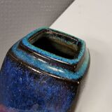Vase in several shades of blue, from Danish Stogo art pottery. Estimated 1970-1980s