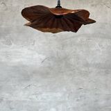 Large pendant light in corrugated teak leaf (Large D:60 H:20)