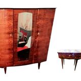 Armoire et Table de Chevet en Bois Laqué vintage - Ateliers Jacquelin