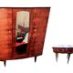 Vintage Lacquered Wood Wardrobe and Bedside Table - Ateliers Jacquelin