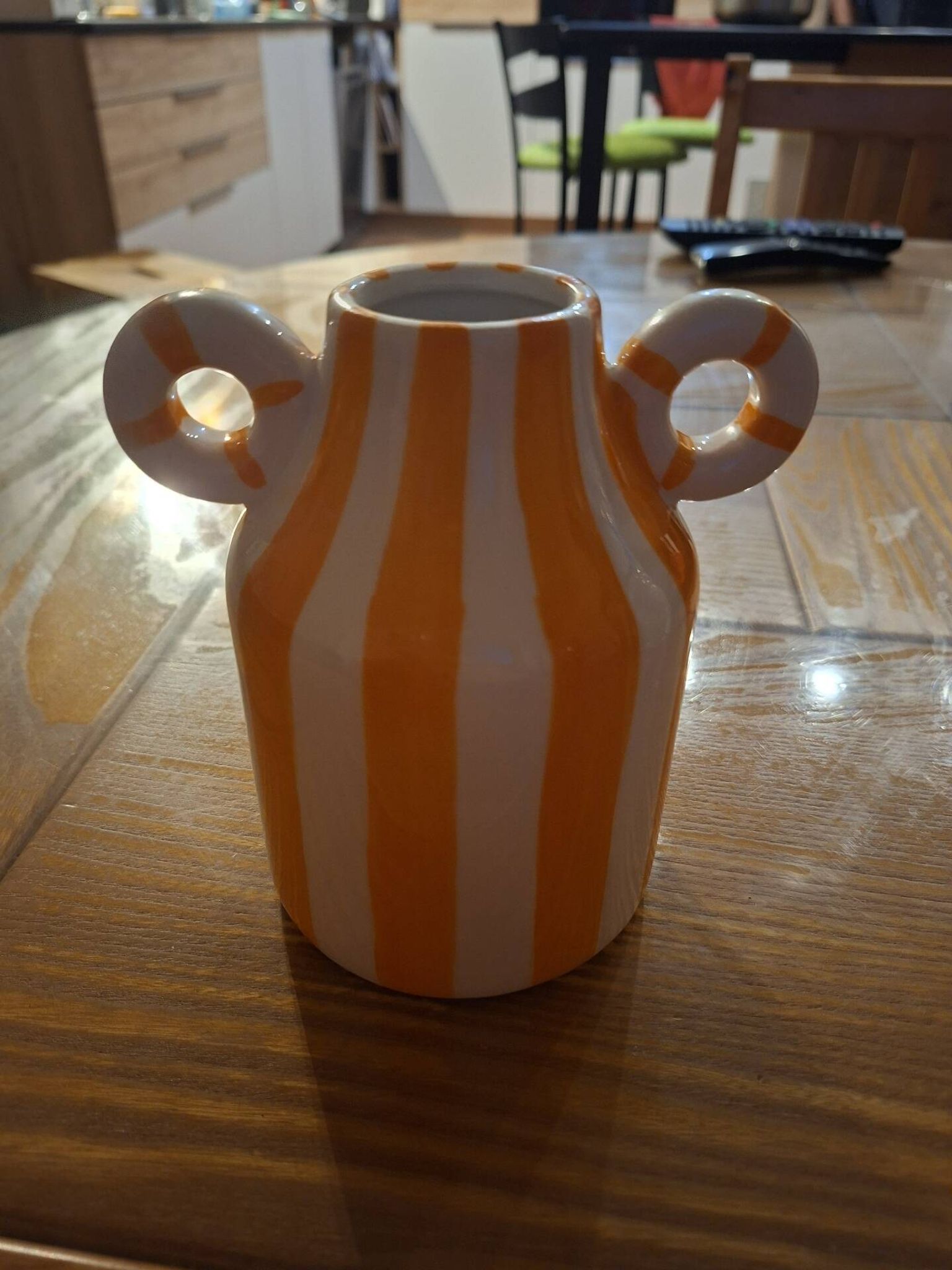 Orange striped vase