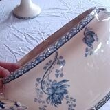 soupière, plat de forme en porcelaine  Sarguemines France décor Royat